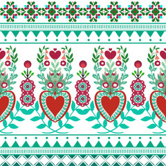 Valentine holiday party polish pattern folk seamless background