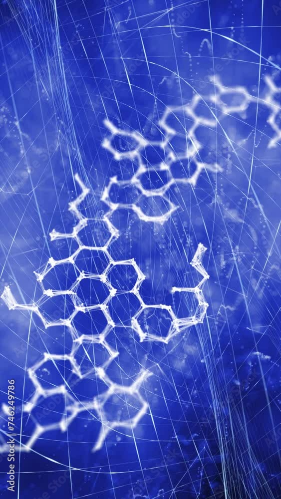 Poster artistic hexagon bonds cyber space vertical animation background. concept science.