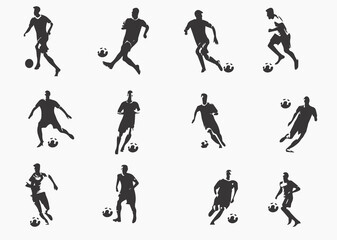 Soccer Players Silhouettes. Isolated Vector
