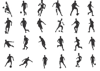 Soccer Players Silhouettes. Isolated Vector