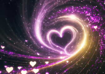 ハートの形に渦巻く抽象的な光
