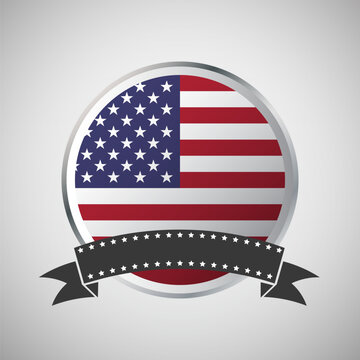 Vector USA Round Flag Banner Vector Illustration