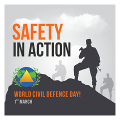Civil Defence Day, March 1st, Social Media Template Vector Design