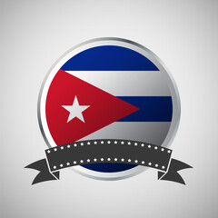 Vector Cuba Round Flag Banner Vector Illustration