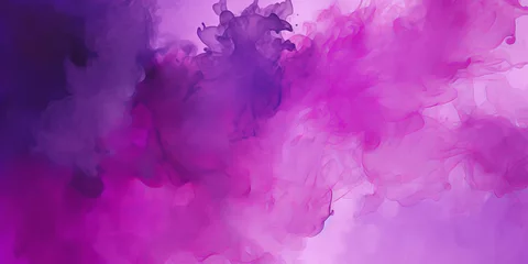 Fotobehang purple watercolor background, abstract violet Watercolour painting soft textured, pink Wave pattern watercolor, magenta watercolor,banner © Planetz