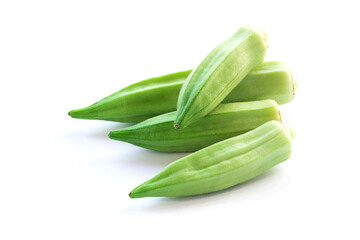 fresh okra on a white background