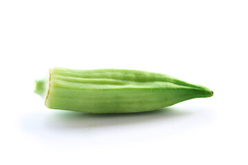 fresh okra isolated on white background. space for use