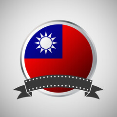 Vector Taiwan Round Flag Banner Vector Illustration