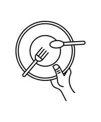 hand holding plate icon, vector best line icon.