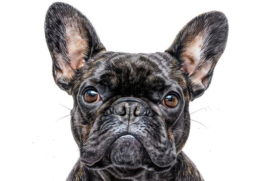 Watercolor of of a French Bulldog wearing a stylish blue bow tie