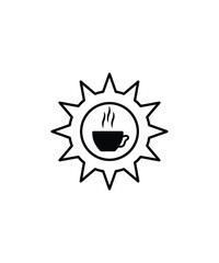 sun with tea cup icon, vector best flat icon.