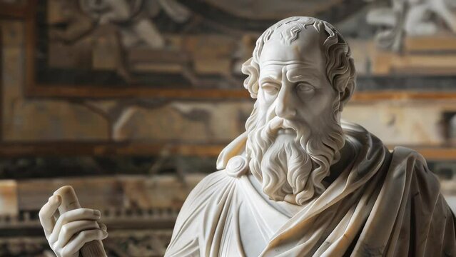 A marble statue of a generic Greek philosopher