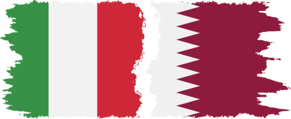 Fotobehang Qatar and Italy grunge flags connection vector © gladder