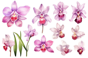 Fototapeta na wymiar Watercolor Orchid Elegance Collection