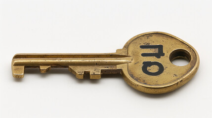 A single brass key, antique and ornate