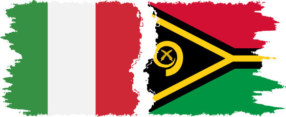Vanuatu and Italy grunge flags connection vector