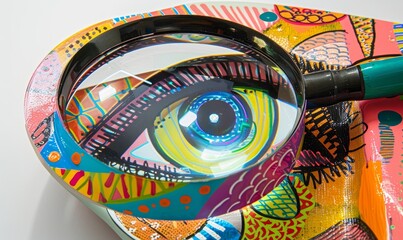 Magnifying glass for low vision encased in pop art designs seeing clearly