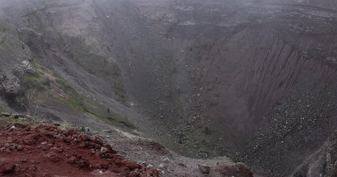 Panoramic view of top of crater of Vesuvius volcano