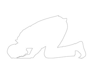 Simple line drawing of a person prostrating
