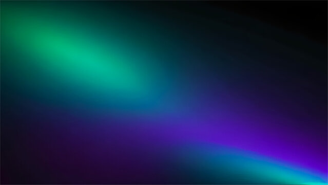 Vibrant grainy gradient abstract background blue green purple glowing color shape on black background, abstract blue wave background