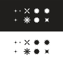 Brutalist abstract geometric shapes and grids. Brutal contemporary figure star oval spiral flower and other primitive elements.