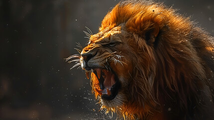 Furious lion roaring with anger, Generative AI