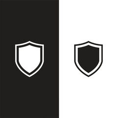 Shield icon set in vintage style. Protect shield security line icons. Badge quality symbol, sign, logo or emblem.