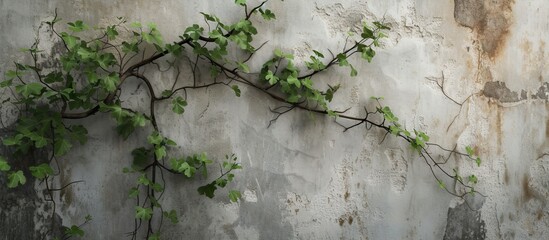 A bitter vine aggressively crawls up the side of a house wall. - obrazy, fototapety, plakaty