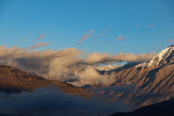 Clouds roaming in Muktinath Area | sunrise in the mountains