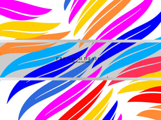 Multicolored feather premium background. Abstract dynamic composition. Modern vector feather illustration.