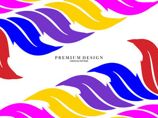 Multicolored feather premium background. Abstract dynamic composition. Modern vector feather illustration.