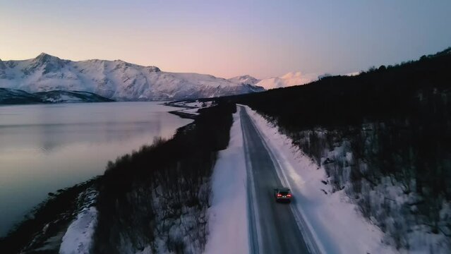 Aerial View Of Beautiful Landscape Of Lyngen Alps, Norway