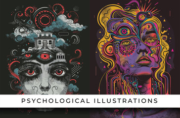 Psychology expression illustration backgrounds vector ai