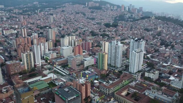panoramic view of the city center of Medellin in Colombia