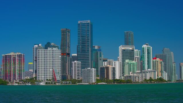8k stock video Brickell Miami 2024 waterfront view