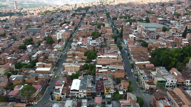 aerial view of a commune or fabella in Latin America or South America