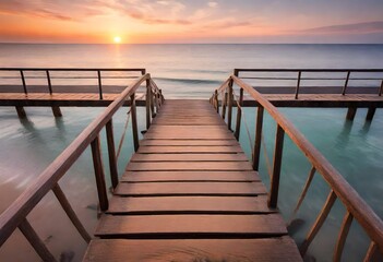 Footbridge sea beach meditation journey calm hormone sunset sea yoga