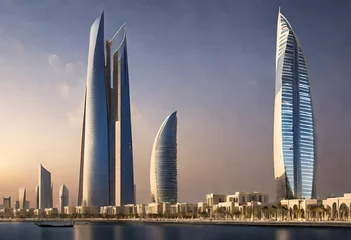 Zelfklevend Fotobehang Lusail skyline along with the crescent tower © Ghulam