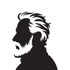 Timeless Wisdom: Vector Silhouette of an Elderly Person - Capturing the Grace, Experience, and Resilience of Age in Timeless Form. Old man silhouette.
