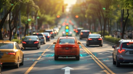 Autonomous Vehicles. Automotive engineers design autonomous vehicles equipped with electronic brains, enabling the vehicles to navigate safely and make split-second decisions on the road - obrazy, fototapety, plakaty