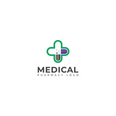 Fototapeta premium Creative Medical pharmacy logo design vector template.