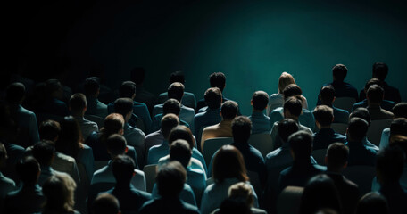Obraz premium Photo of conference audience listening to the lecturer in the seminar room