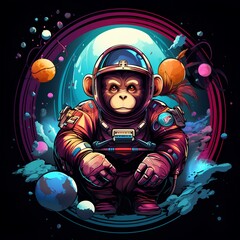 Astronaut monkey in space illustration