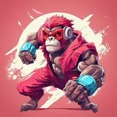 the strong monkey fighter illustration 