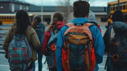 Obraz premium Back-to-School Nostalgia: Cinematic Student Scenes, Generative AI