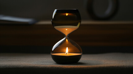 Kerze als Metapher in Form einer Sanduhr Kerzendesign Generative AI