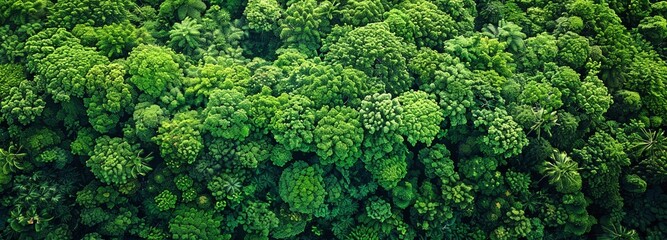 Naklejka premium Top view of an asphalt road from above that passes through a lush rain forest, greenery, and a glimpse of the natural ecosystem that will preserve Earth.