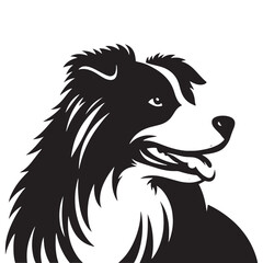 Graceful Herding: Vector Silhouette of Australian Shepherd - Capturing the Elegance and Vigilance of this Beloved Working Dog Breed. Vector Australian Shepherd silhouette.
