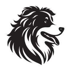 Graceful Herding: Vector Silhouette of Australian Shepherd - Capturing the Elegance and Vigilance of this Beloved Working Dog Breed. Vector Australian Shepherd silhouette.