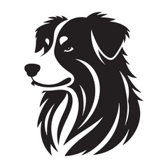 Graceful Herding: Vector Silhouette of Australian Shepherd - Capturing the Elegance and Vigilance of this Beloved Working Dog Breed. Vector Australian Shepherd silhouette.